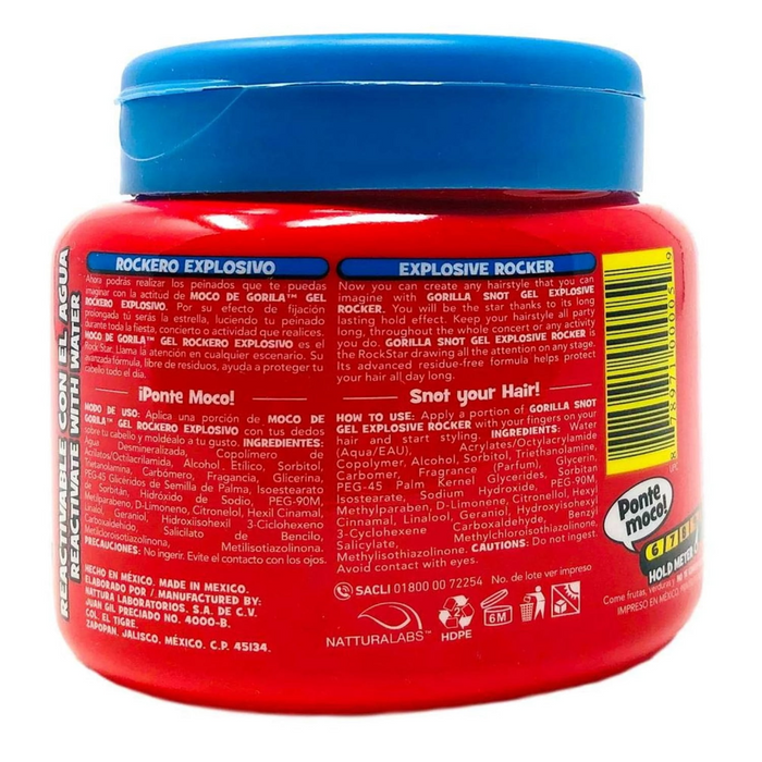 Moco De Gorila Rockero hair gel strong hold rock star hairstyles styling gel 9.52oz hair product