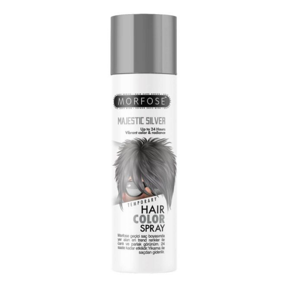 Morfose dazzle majestic silver hair colour spray 150ml temporary metallic silver hair spray for radiant shine and creative styling look