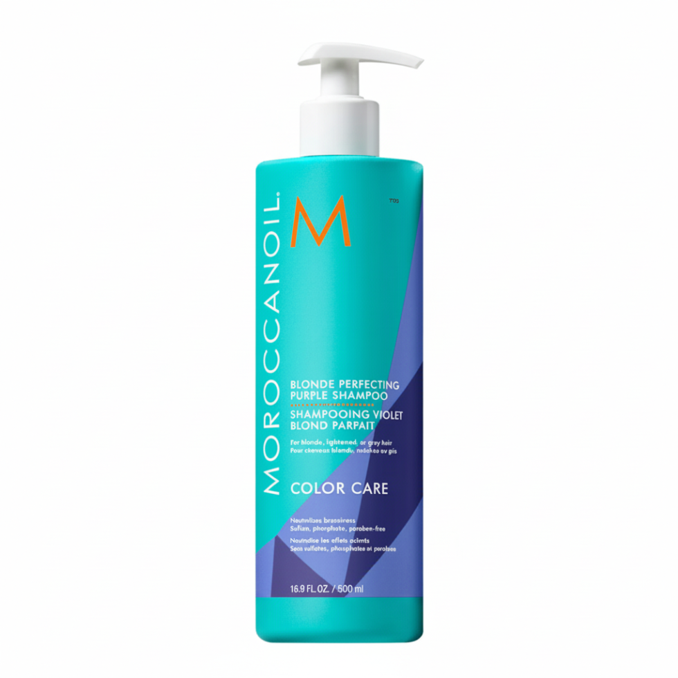 Moroccanoil Blonde Perfecting Purple Shampoo 500ml for anti-brass and tone-correcting hair care