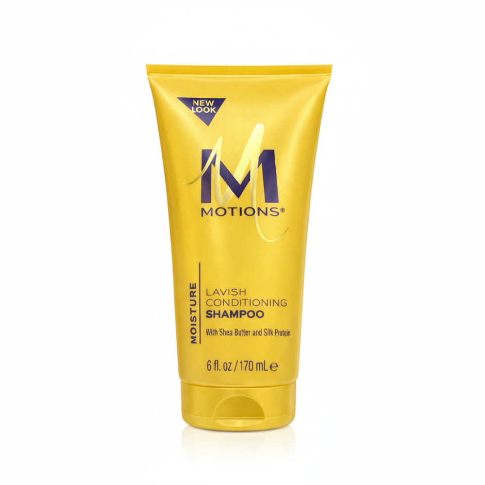 Motions moisture lavish shampoo 170ml shea butter and silk protein care gently cleanses and nourishes hair for soft smooth and shiny results