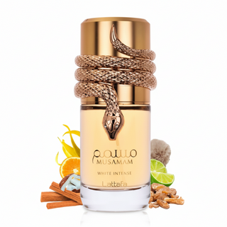 Musamam White Intense by Lattafa 100ml creamy floral woody long lasting unisex perfume
