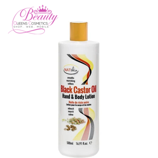 NATSKIN Lotion pour les mains et le corps à l'huile de ricin noire -500 ml/17,59 fl.oz