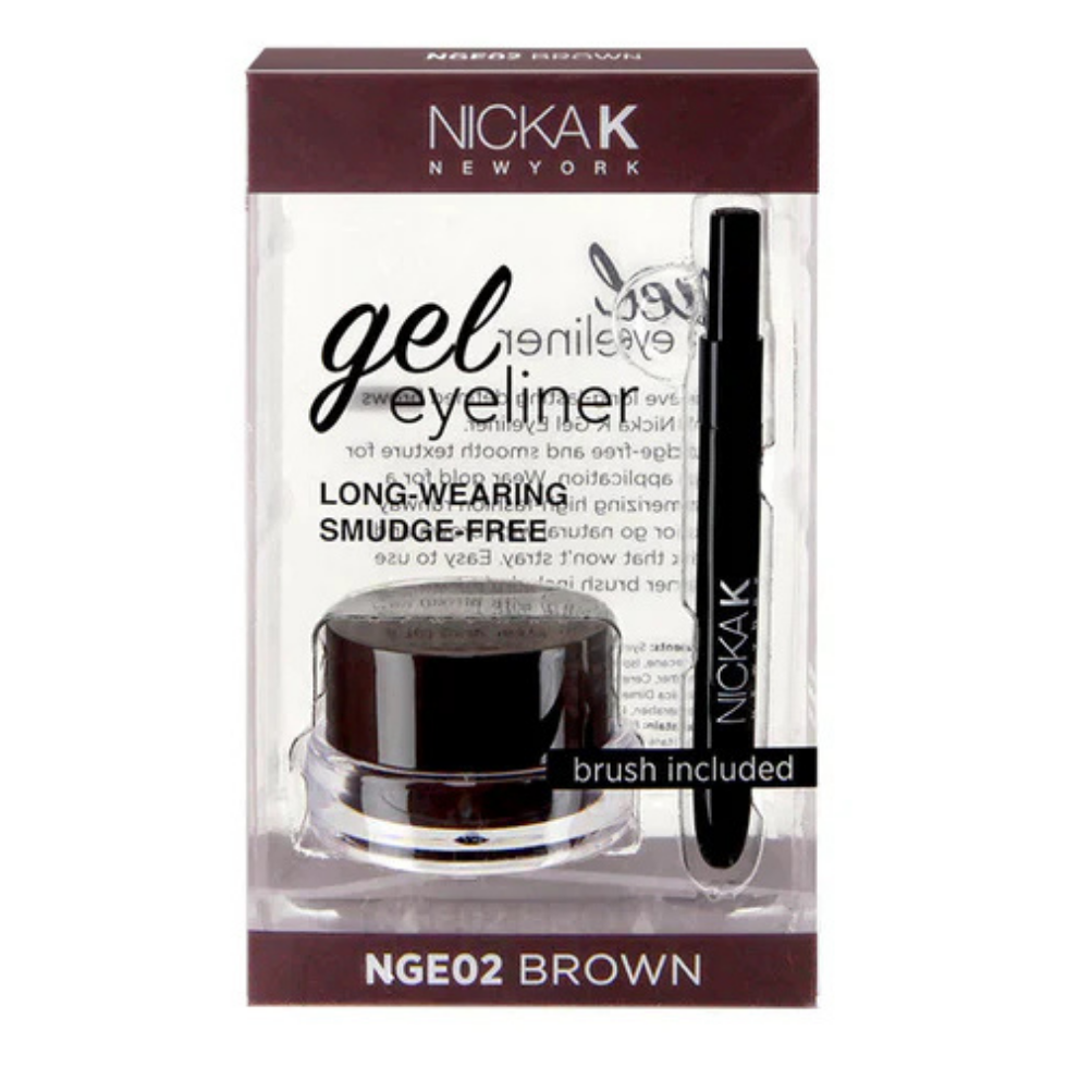 nicka k gel eyeliner brown long wearing smudge free natural eye liner smooth precise eye makeup brown shade