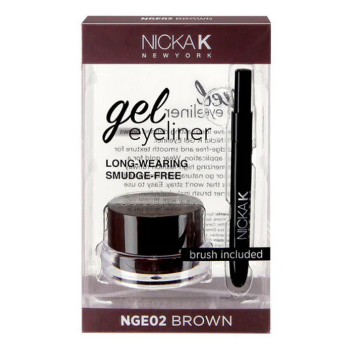 nicka k gel eyeliner brown long wearing smudge free natural eye liner smooth precise eye makeup brown shade