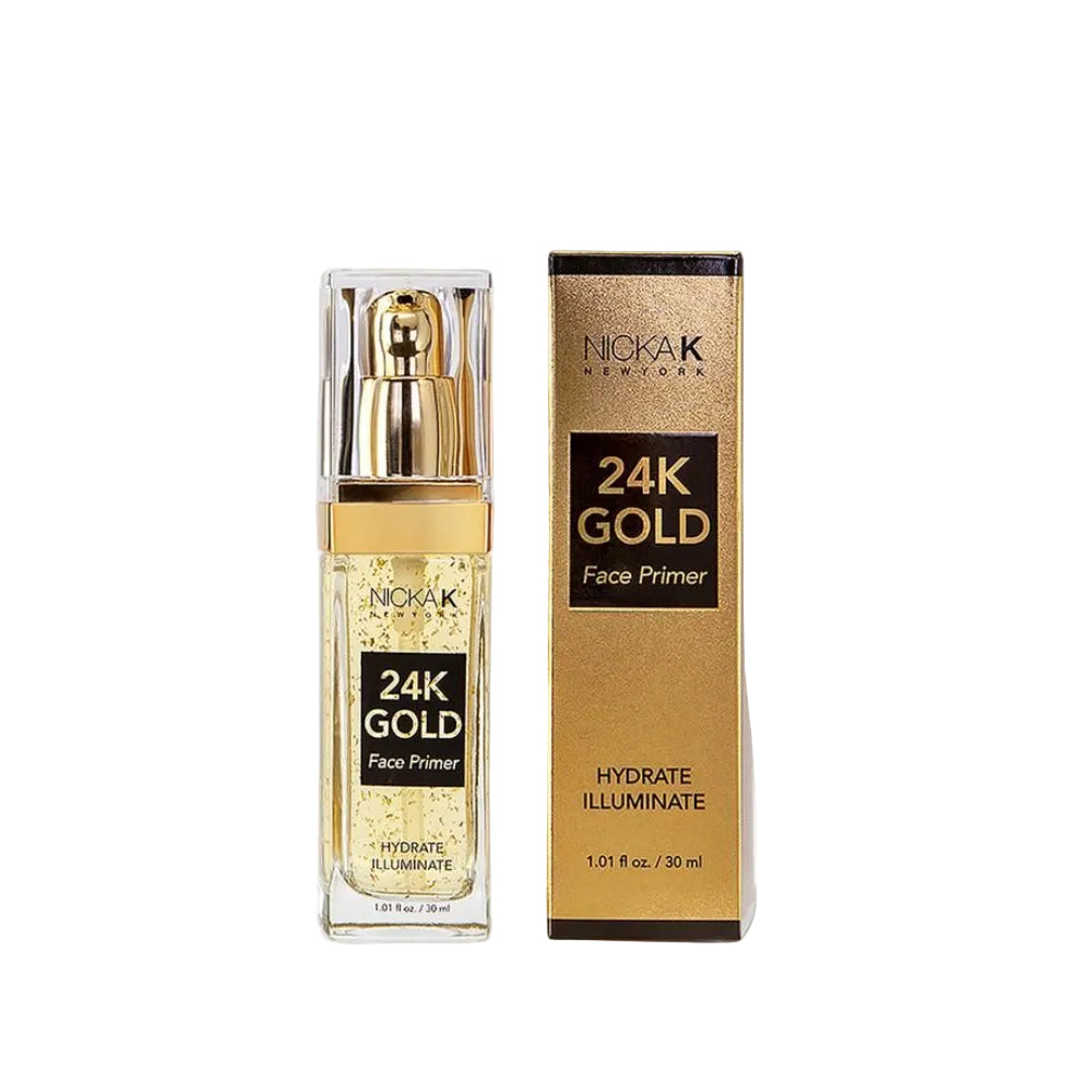 Nicka K New York 24k gold face primer hydrating illuminating makeup base radiant glow skin