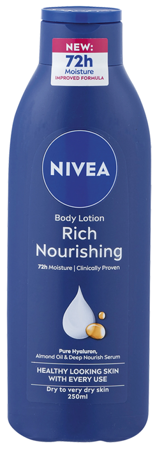 nivea rich nourishing body lotion 400ml deep moisture dry skin care soft smooth hydrated skin non greasy nourishing lotion