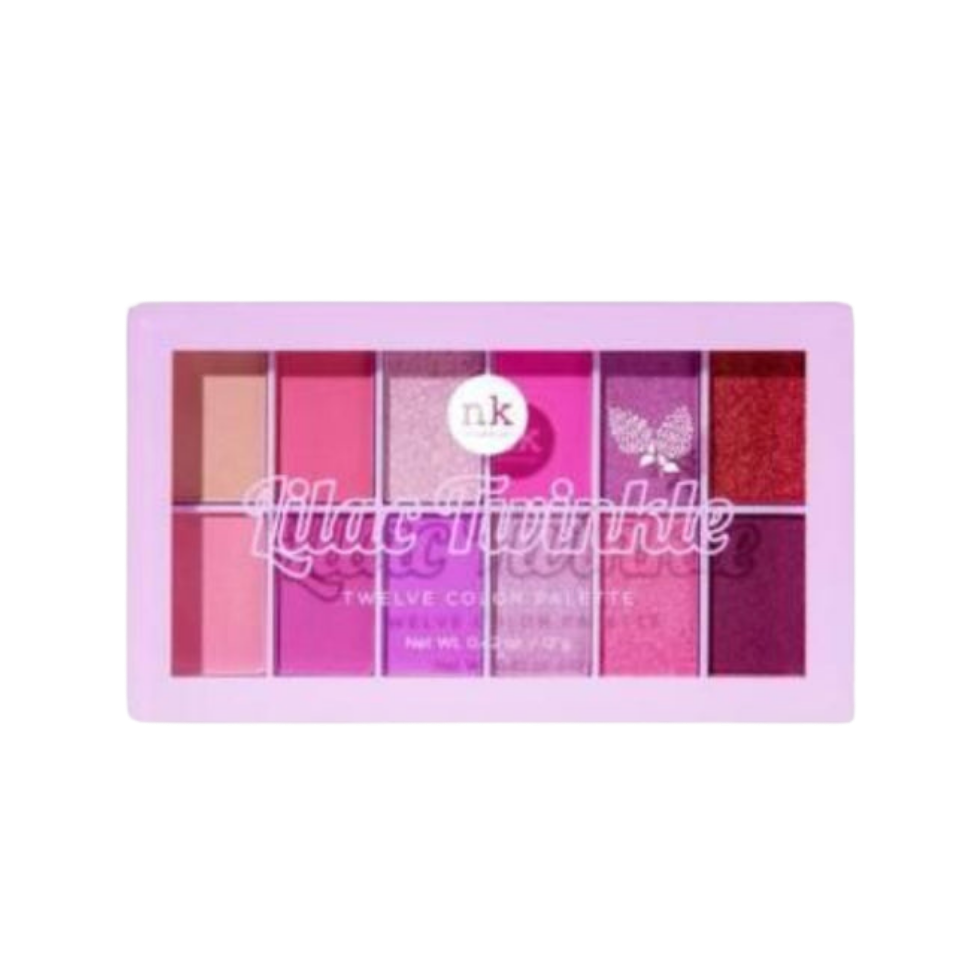 NK Makeup lilac twinkle 12 color eyeshadow palette matte shimmer blendable eye makeup colors