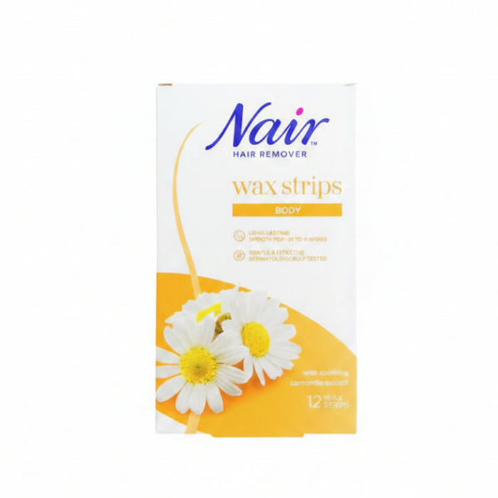 Nair Wax Strips 12 Pack | Easy Hair Removal Wax Strips for Smooth Skin