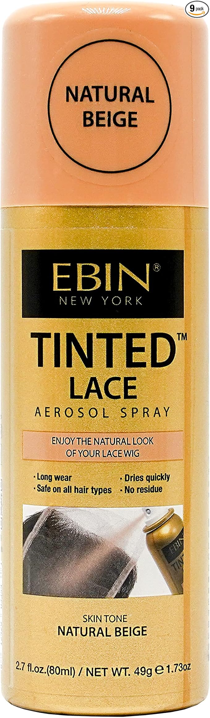 EBIN Tinted Lace Aerosol Spray 80ml | Medium, Dark, Light & Cool Deep Brown – Natural Wig Tint