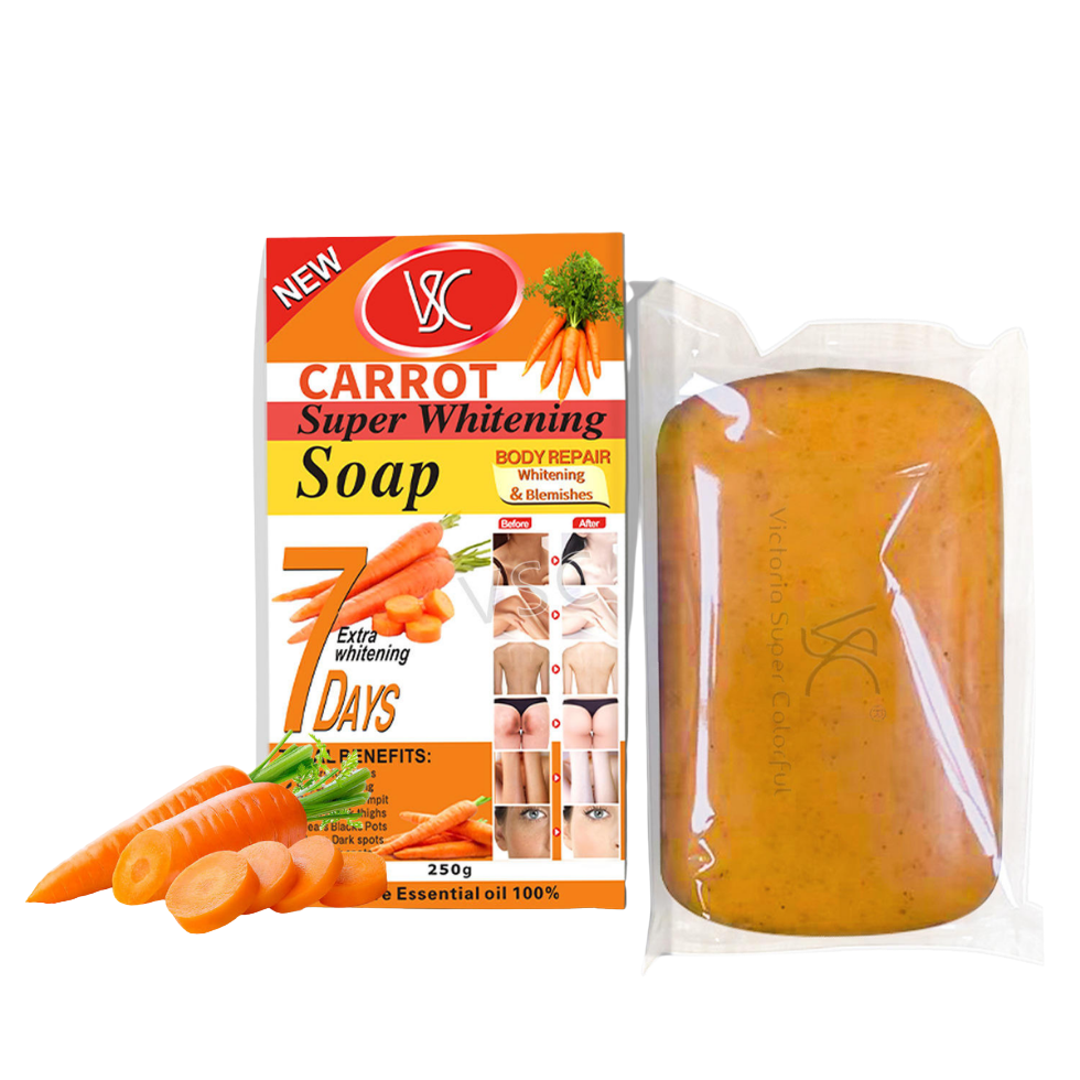 Carrot and turmeric whitening soap for dark spot correction and natural glowing skin