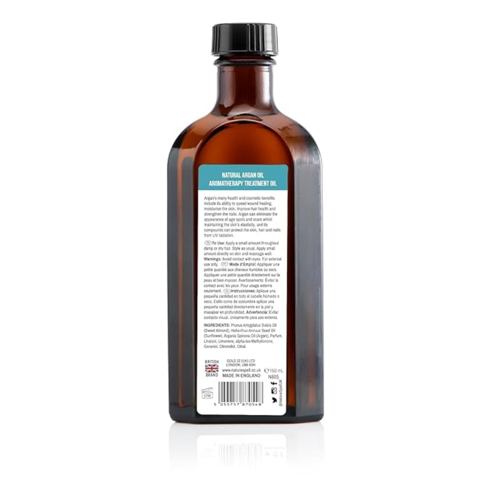 nature spell natural argan oil 150ml for hair nourishment strengthening frizz control shine hydration and skin care all hair skin types