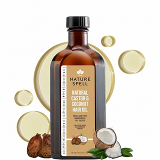 nature spell natural castor and coconut oil 150ml for hair growth strengthening hydration repair and shine all hair skin types