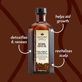 nature spell natural coffee oil 150ml for hair and skin nourishment strengthening hydration shine all hair skin types