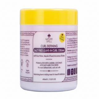 nature spell curl defining salt free leave in curl cream 400ml for hydration frizz control and soft defined curls all hair types
