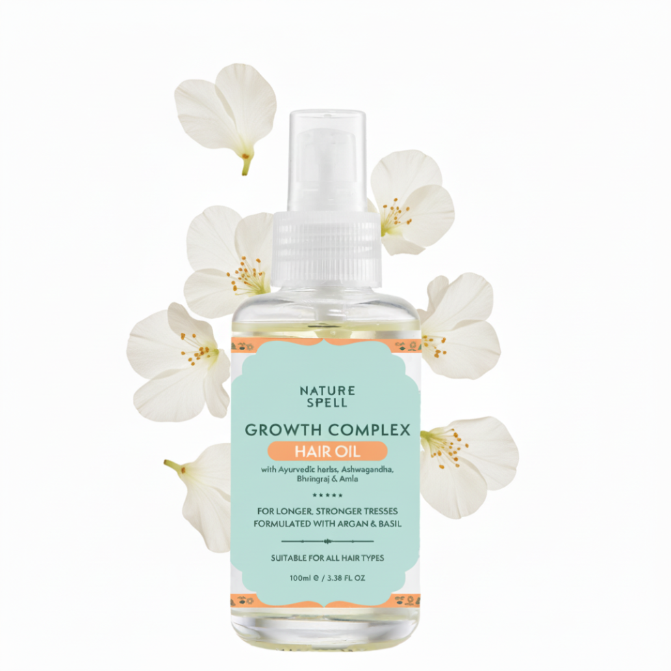 nature spell growth complex hair oil 100ml for hair growth strengthening scalp nourishment shine frizz control all hair types
