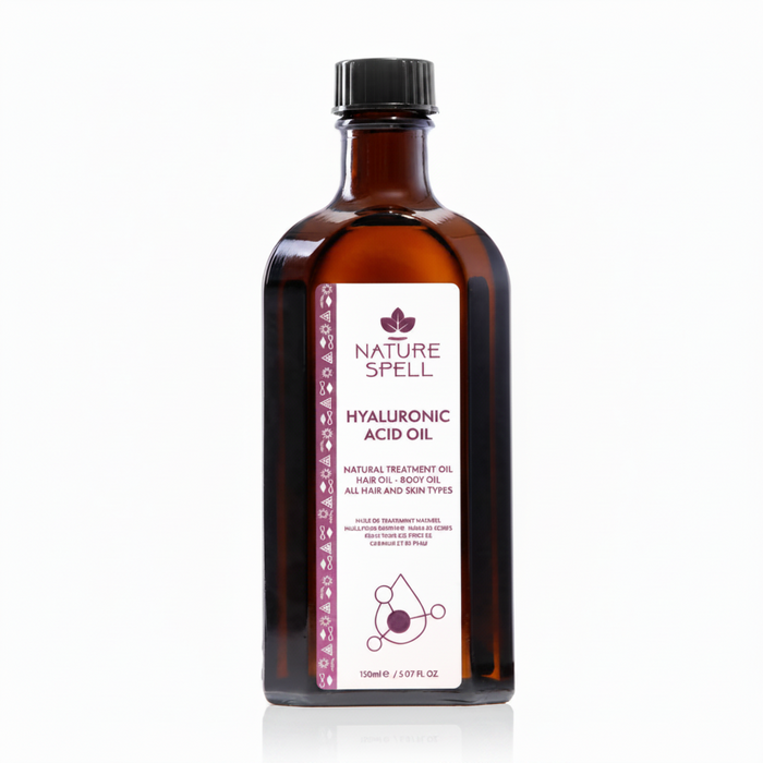 nature spell hyaluronic acid oil 150ml for deep hair and skin hydration moisture lock smooth soft shiny all hair skin types