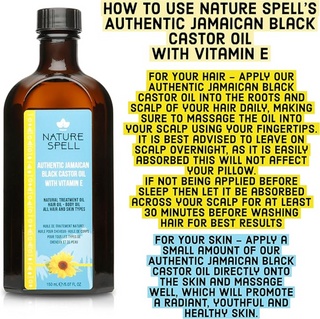 nature spell authentic jamaican black castor oil with vitamin e 150ml for hair and skin nourishment strengthening hydration and growth all hair skin types