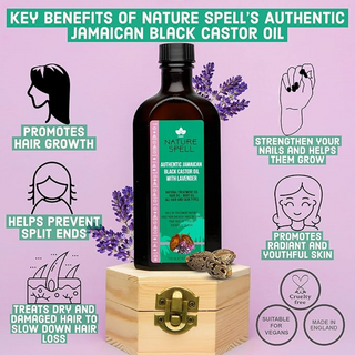 nature spell jamaican black castor oil with lavender 150ml for hair and skin nourishment strengthening hydration and soothing scalp care all types