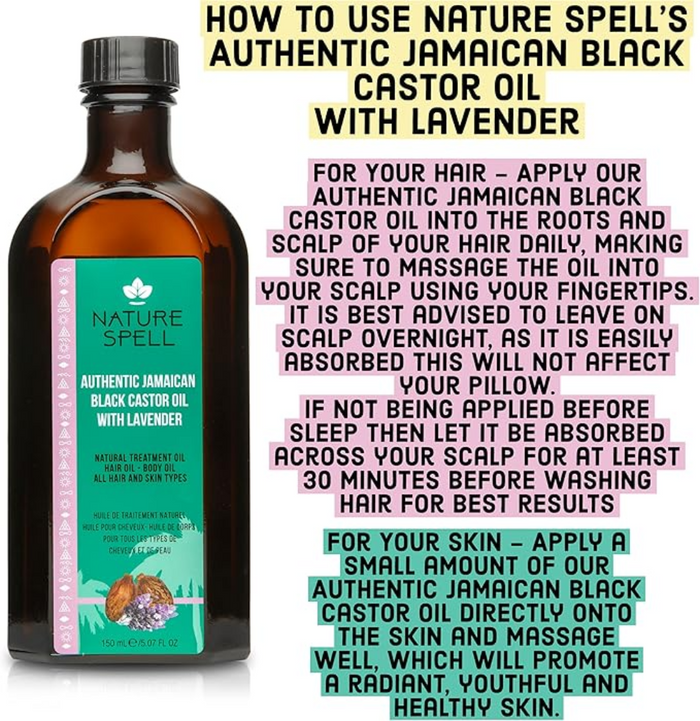 nature spell jamaican black castor oil with lavender 150ml for hair and skin nourishment strengthening hydration and soothing scalp care all types