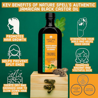 nature spell jamaican black castor oil with moringa 150ml for hair growth strengthening scalp nourishment hydration all hair types