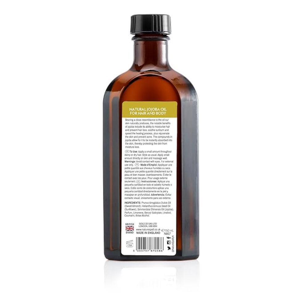 nature spell natural jojoba oil 150ml for hair and skin balancing hydration nourishment shine and smooth healthy hair all skin types