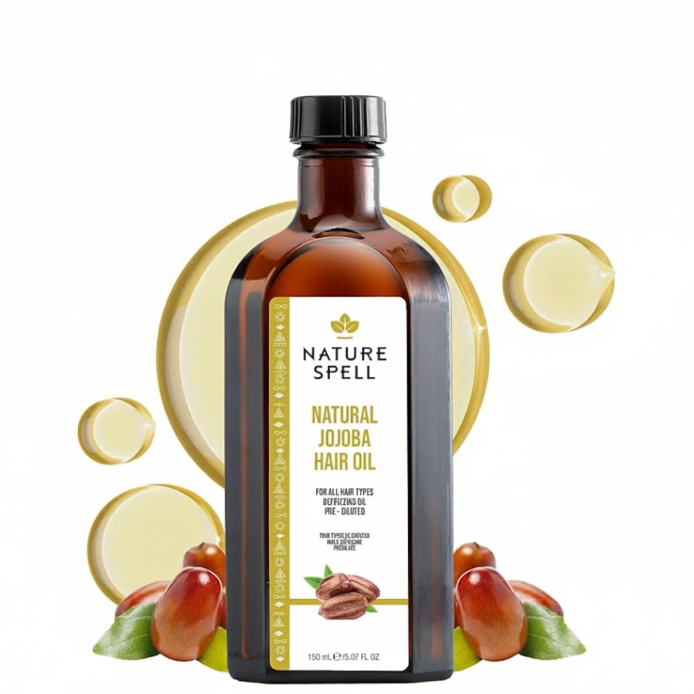 nature spell natural jojoba oil 150ml for hair and skin balancing hydration nourishment shine and smooth healthy hair all skin types