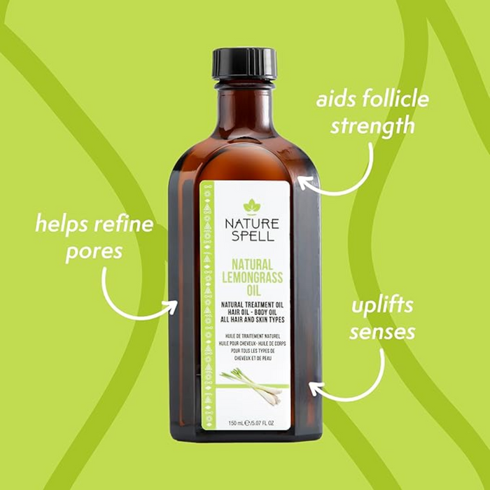 nature spell natural lemongrass oil 150ml for scalp cleansing hair strengthening skin toning and oil control all hair skin types
