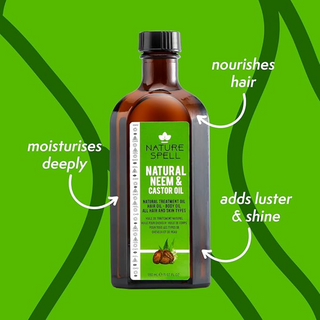 nature spell natural neem and castor oil 150ml for hair and skin purifying strengthening scalp care hydration all hair skin types
