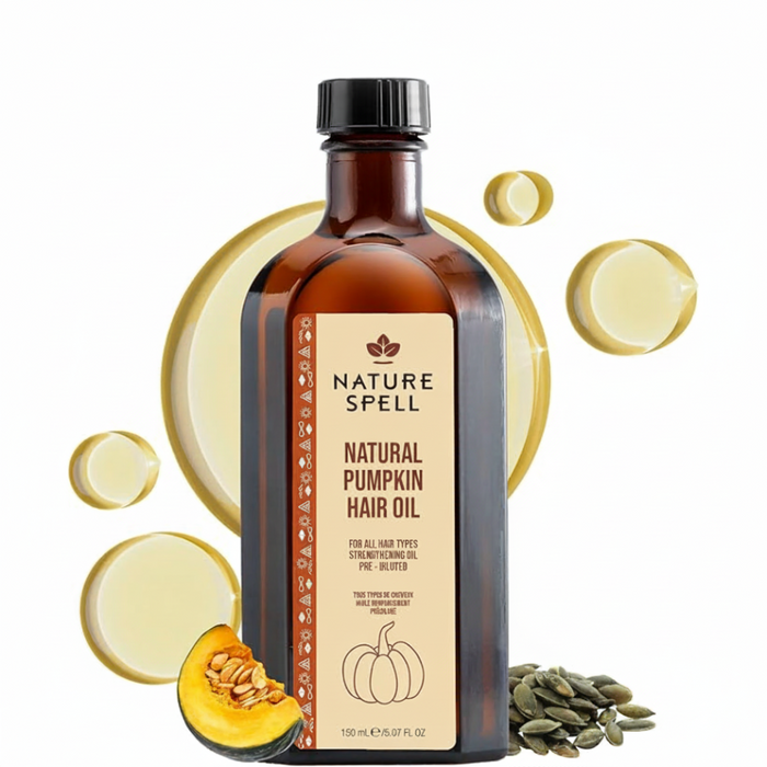 nature spell natural pumpkin oil 150ml for hair and skin nourishment strengthening hydration and shine all hair skin types