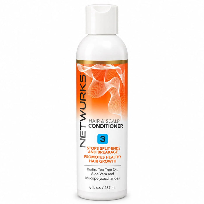 Front-facing product image of Netwurks hair and scalp conditioner 237ml/ 8 fl.oz, a moisturising rinse-out conditioner designed to soften and condition both the hair and scalp.