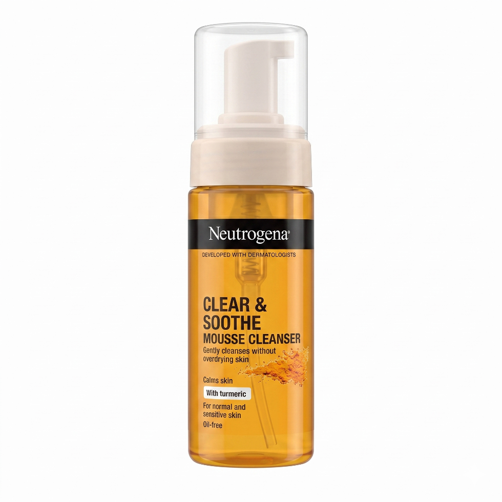 Neutrogena clear and soothe mousse cleanser 150ml turmeric gentle face wash soothing skin cleanser