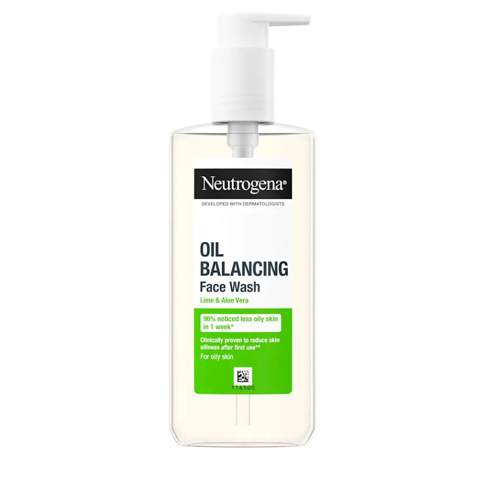 Neutrogena oil balancing face wash 200ml for oily skin with lime and aloe vera deep cleansing shine control cleanser
