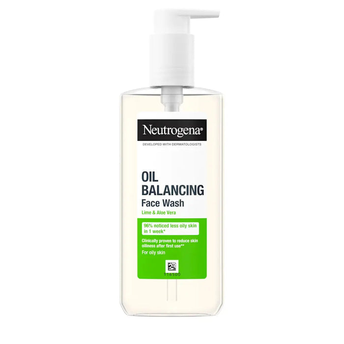 Neutrogena oil balancing face wash 200ml for oily skin with lime and aloe vera deep cleansing shine control cleanser