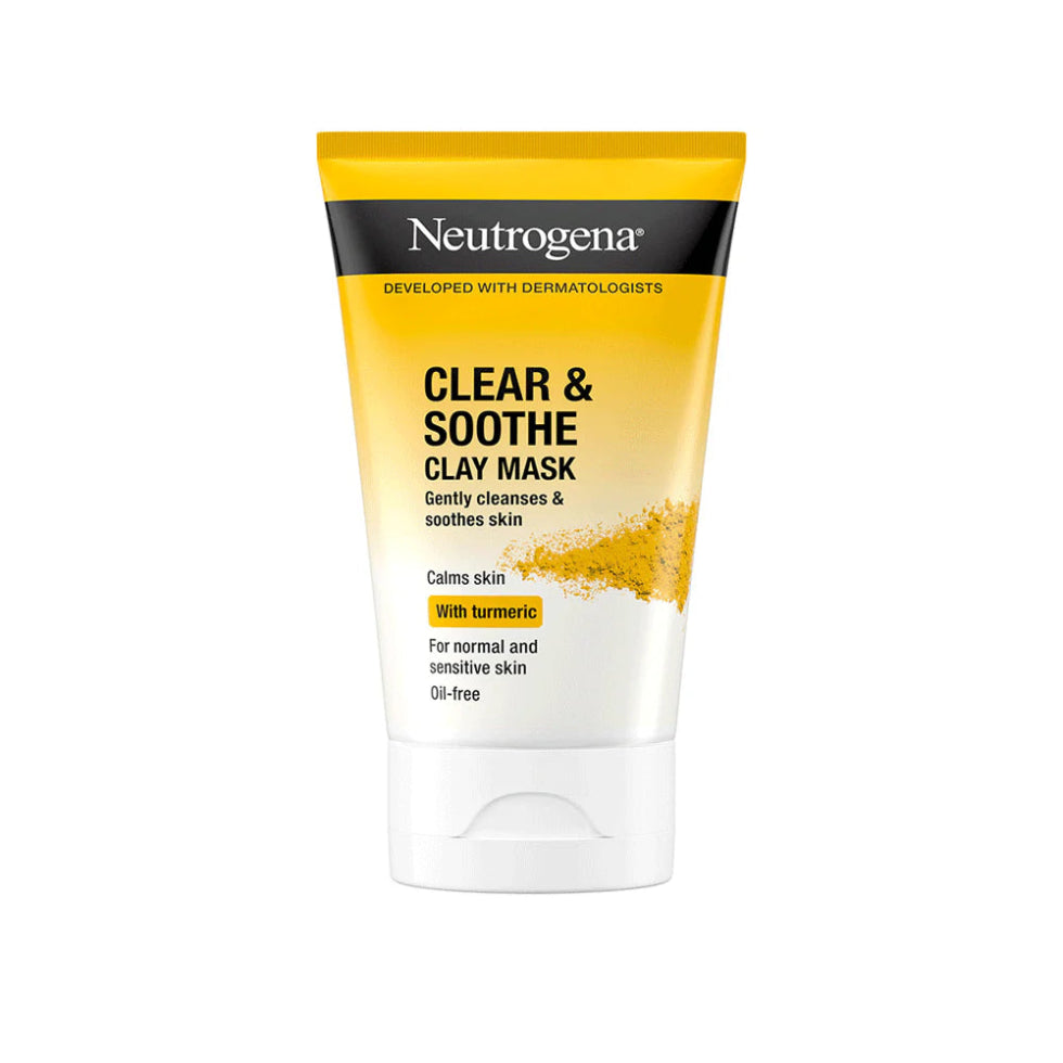 Neutrogena clear & soothe clay mask turmeric oil control soothing face mask acne care skin cleansing treatment