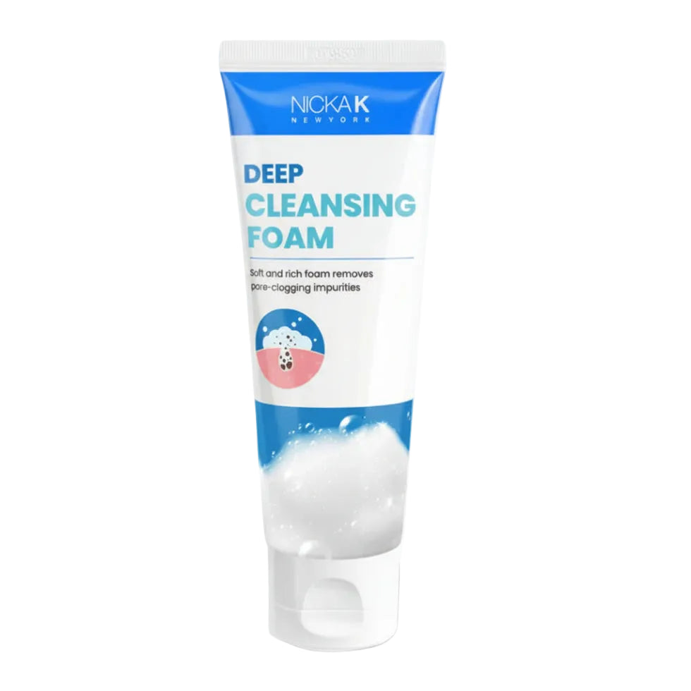 nicka k deep cleansing foam 100ml gentle face cleanser for deep pore purification soft foaming daily skincare for fresh clean skin
