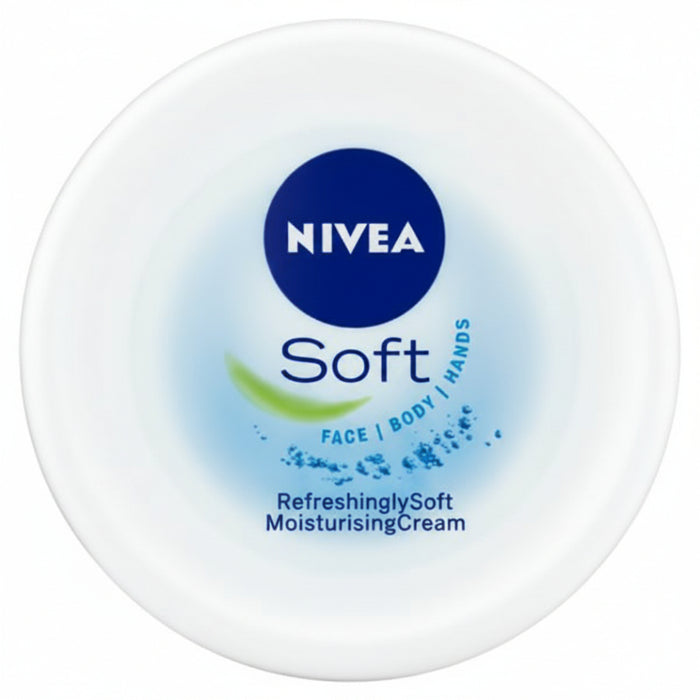 nivea soft moisturising cream 50ml white jar lightweight hydrating face body hands soft smooth skin