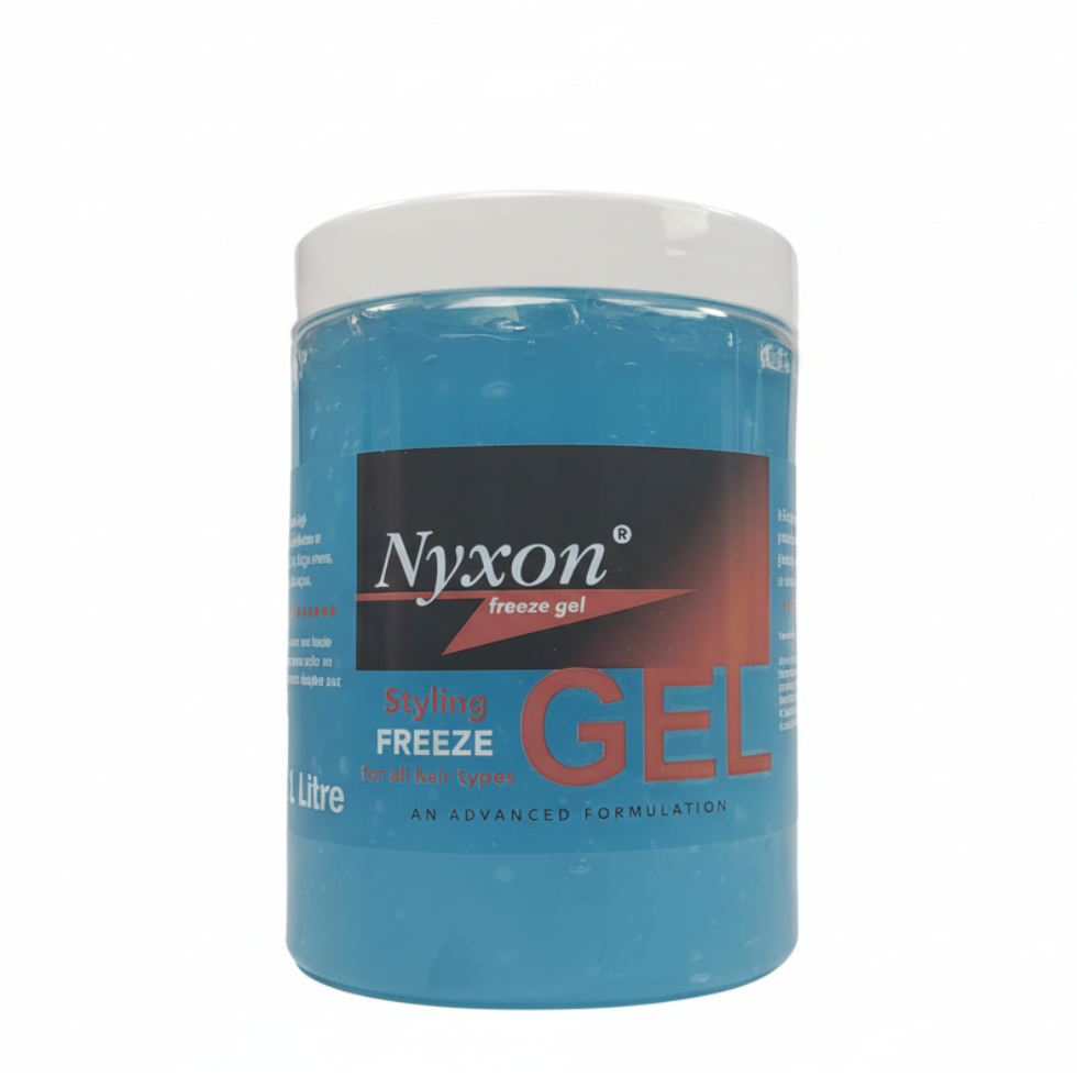 Nyxon freeze styling gel 1 litre ultra strong hold long lasting frizz control shiny hair