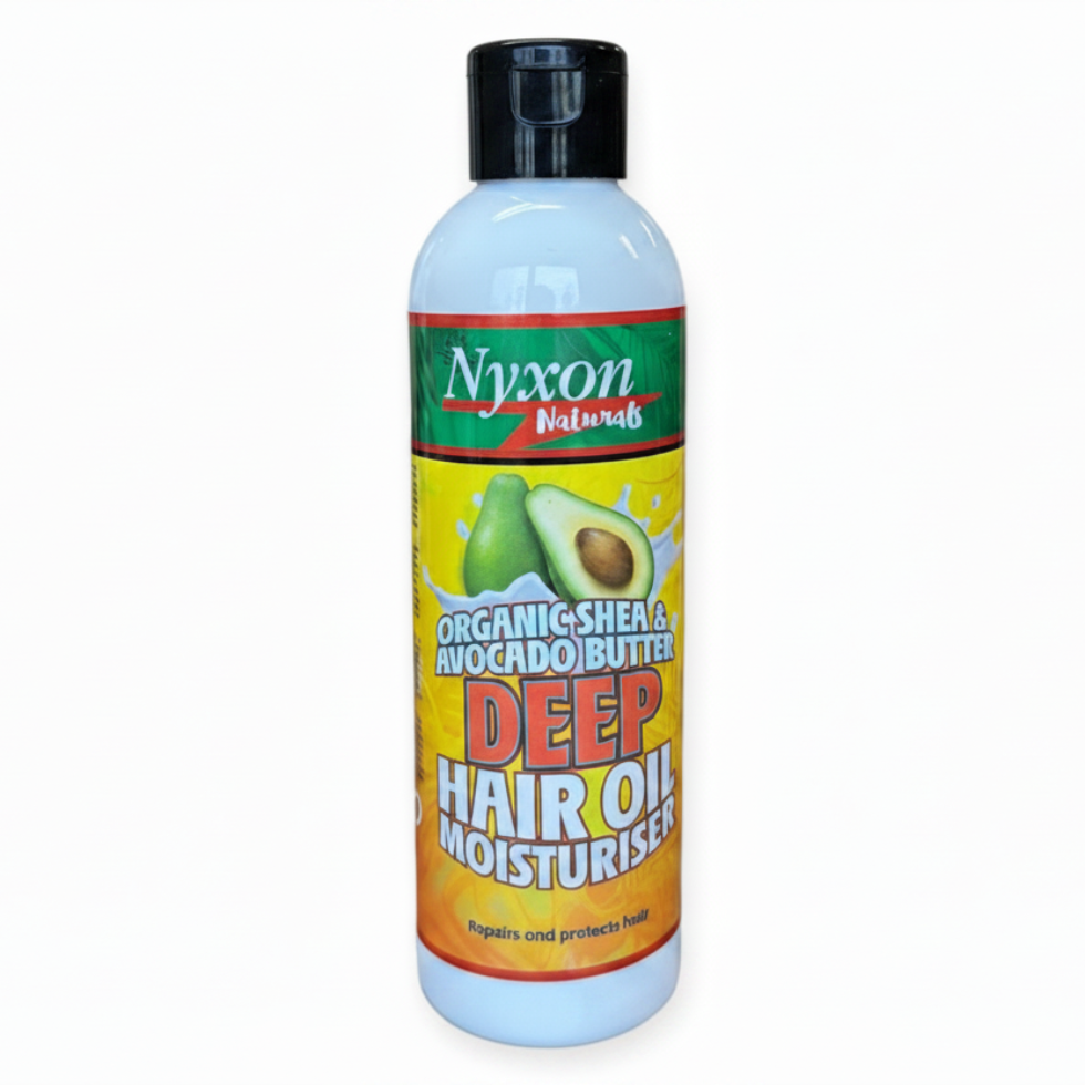 Nyxon shea avocado butter oil moisturiser 200ml for scalp nourishment hair growth hydration shine