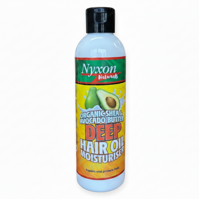 Nyxon shea avocado butter oil moisturiser 200ml for scalp nourishment hair growth hydration shine