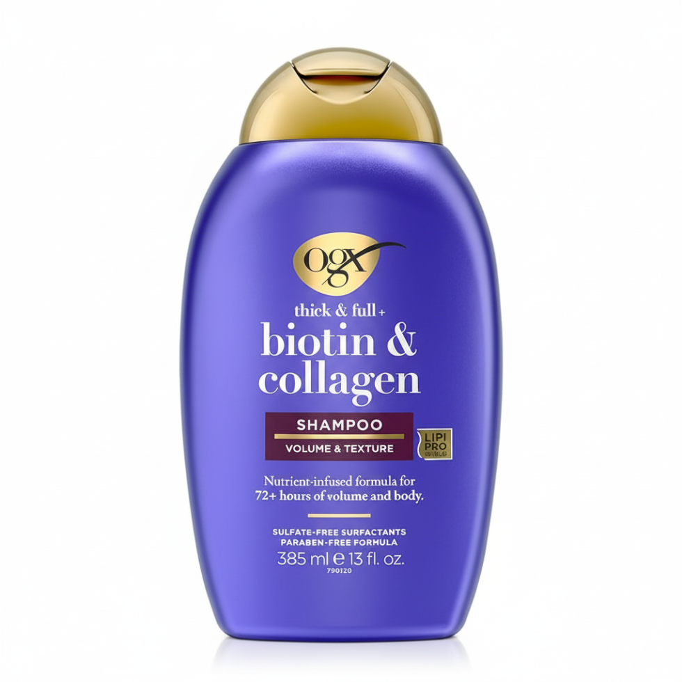 ogx biotin and collagen shampoo 385ml thick volumizing hair care adds body strength shine fuller looking hair shampoo for fine hair