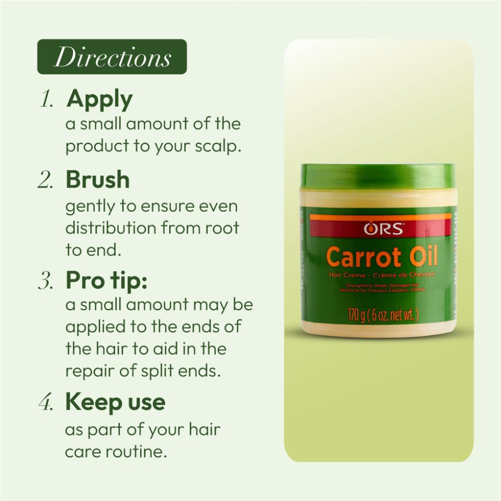 ors carrot oil hair cream 170g for strengthening repairing and nourishing weak damaged hair