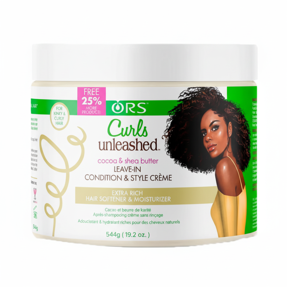 ors curls unleashed cocoa shea leave in conditioner and style creme for soft defined frizz free shiny manageable curls