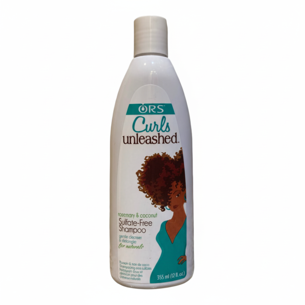 ors curls unleashed rosemary coconut shampoo for gentle sulfate free cleanse soft smooth hydrated frizz free curls