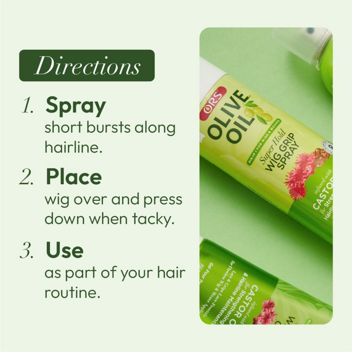 ors fix it wig grip spray with castor oil for extreme hold sleek frizz free secure wig and weave styling