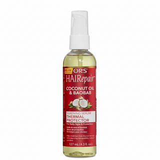 ors coconut and baobab silkening serum thermal protector for heat protection smooth frizz free shiny hair