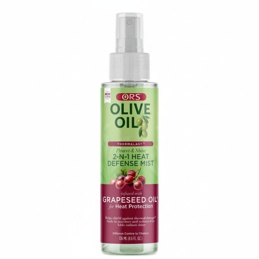 ors olive grapeseed thermalast heat defense mist 136ml for protecting smoothing and adding shine to hair
