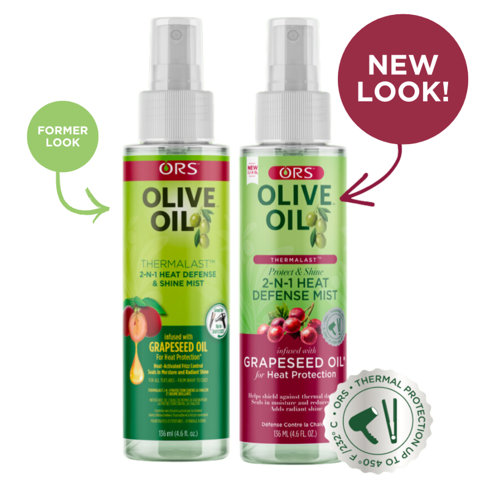 ors olive grapeseed thermalast heat defense mist 136ml for protecting smoothing and adding shine to hair