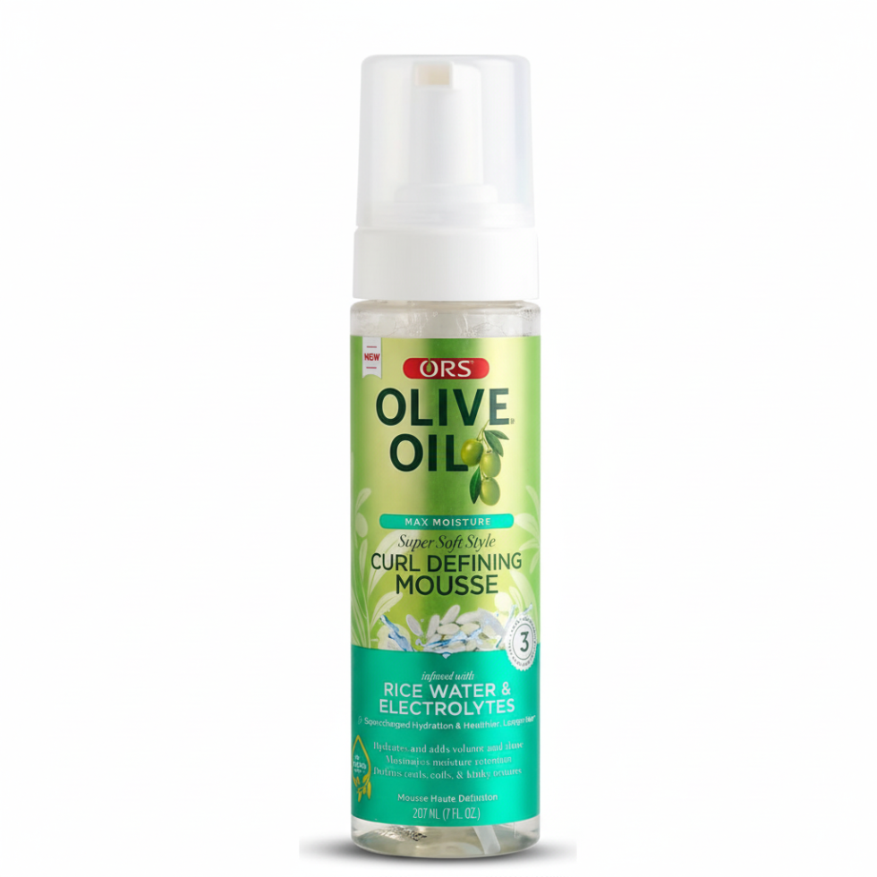 ors olive oil curl defining mousse for hydrated defined frizz free soft bouncy shiny curls