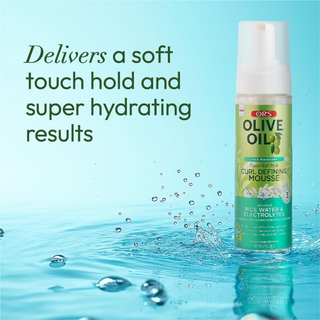 ors olive oil curl defining mousse for hydrated defined frizz free soft bouncy shiny curls