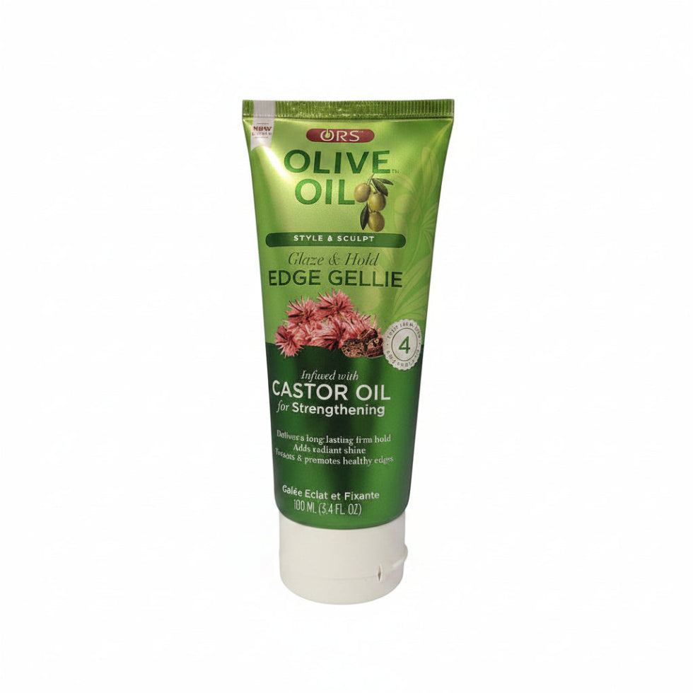 ors olive oil edge gellie glaze and hold for sleek smooth shiny frizz free laid edges all day
